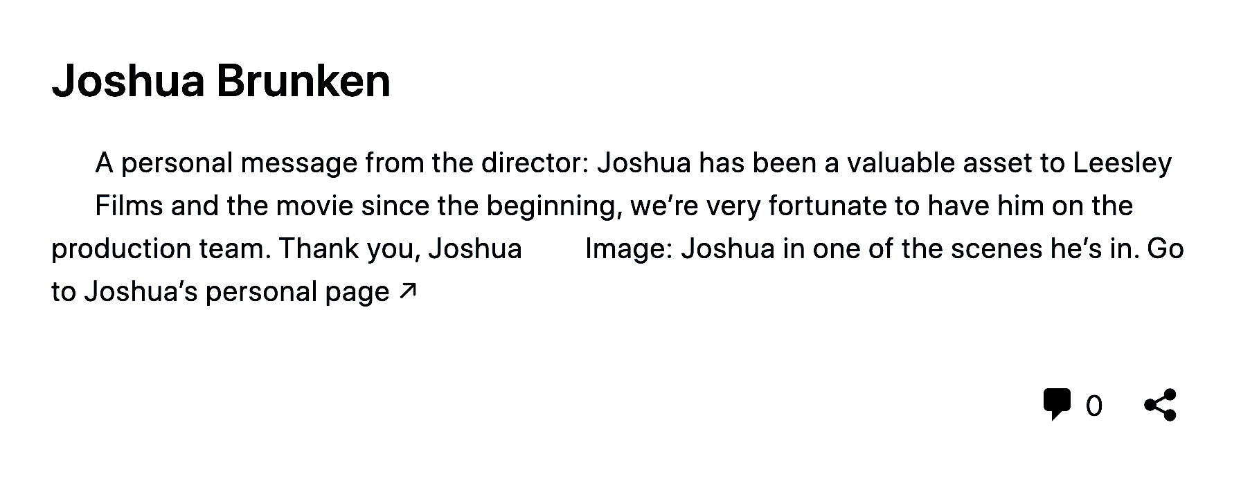 Motion Picture Actor, Media Coordinator, Joshua Brunken as John Walter
